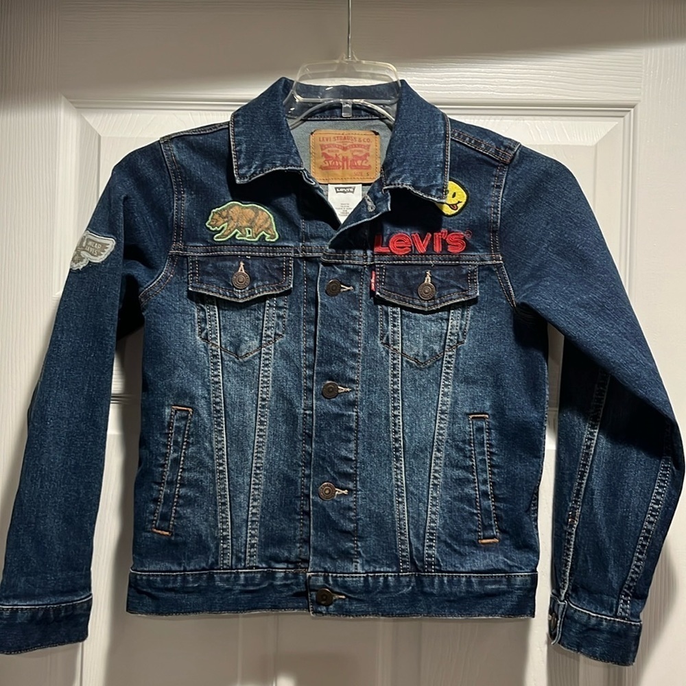 Rare Levi’s S.F. Calif. 1873 Patches Trucker Denim Jacket Size Youth Small.